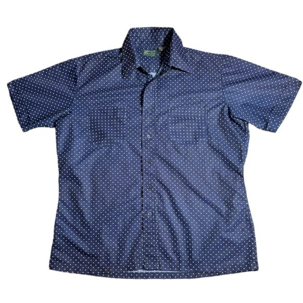 Haband of Paterson Men's Polka Dot Short Sleeve Button Down Shirt Sz. L‎